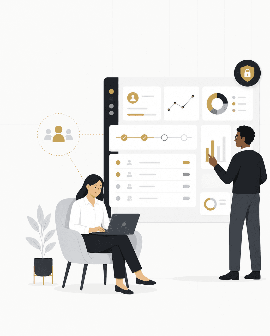 Business teams reviewing a role-based internal system workflow