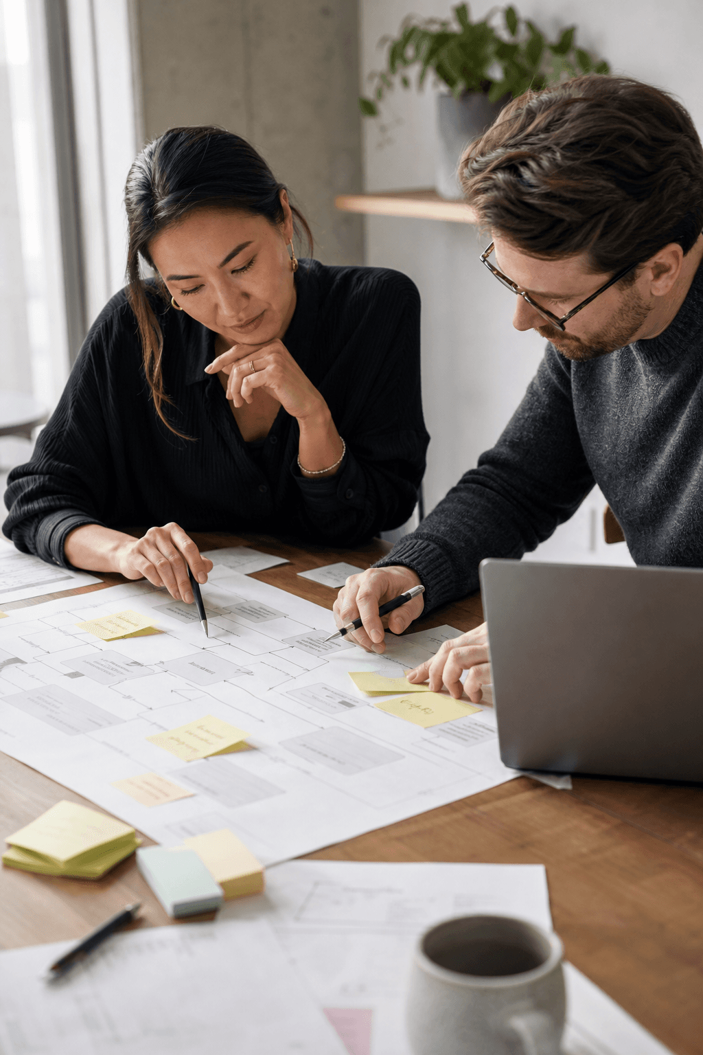 Product and engineering collaborators mapping an existing SaaS workflow