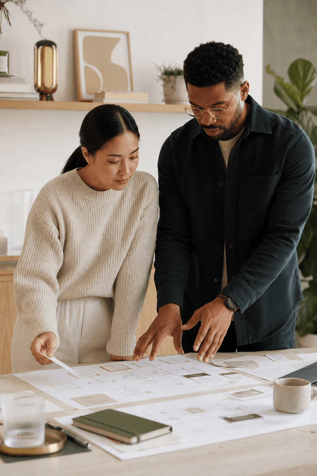 Product collaborators mapping a SaaS application workflow