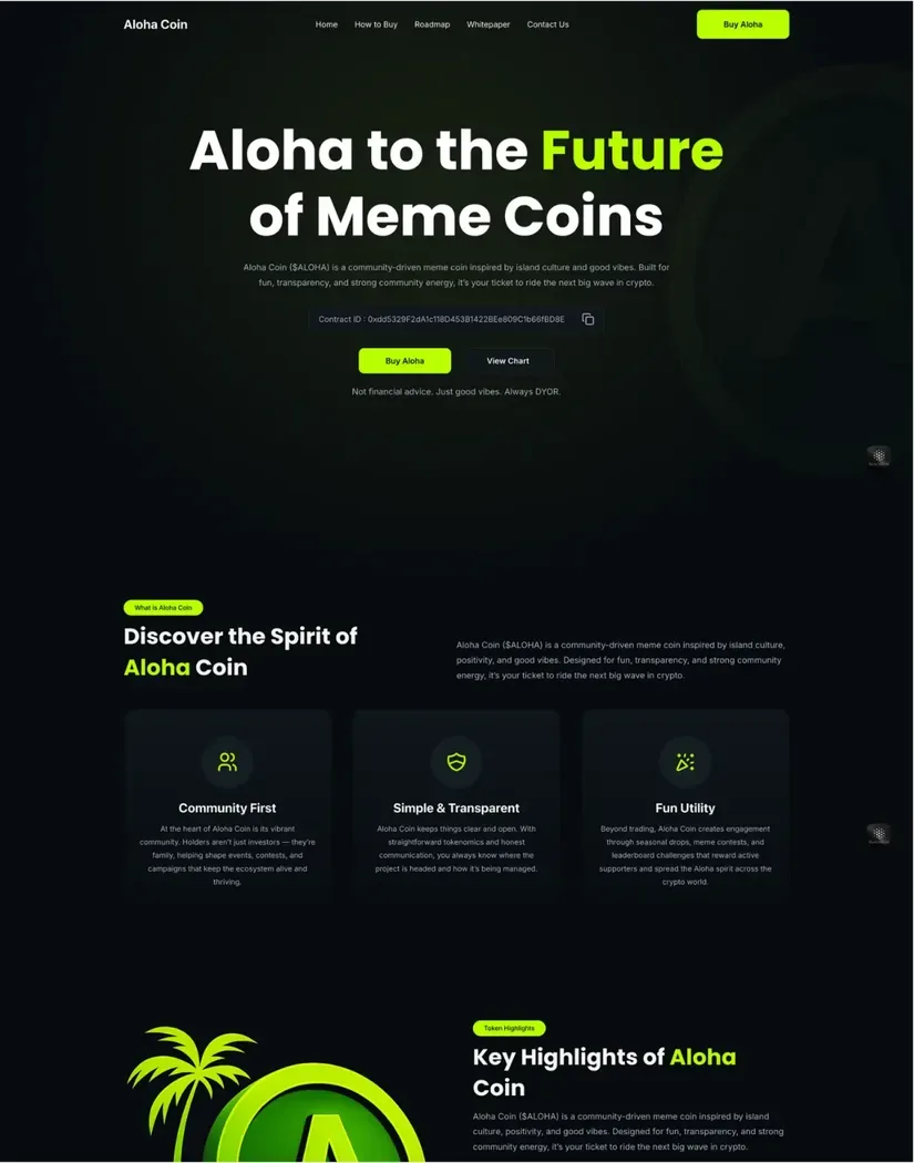 Aloha Coin live project screenshot