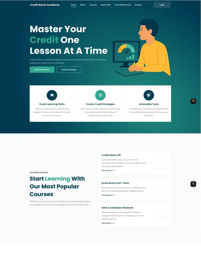 Credit Boost Academy live project screenshot