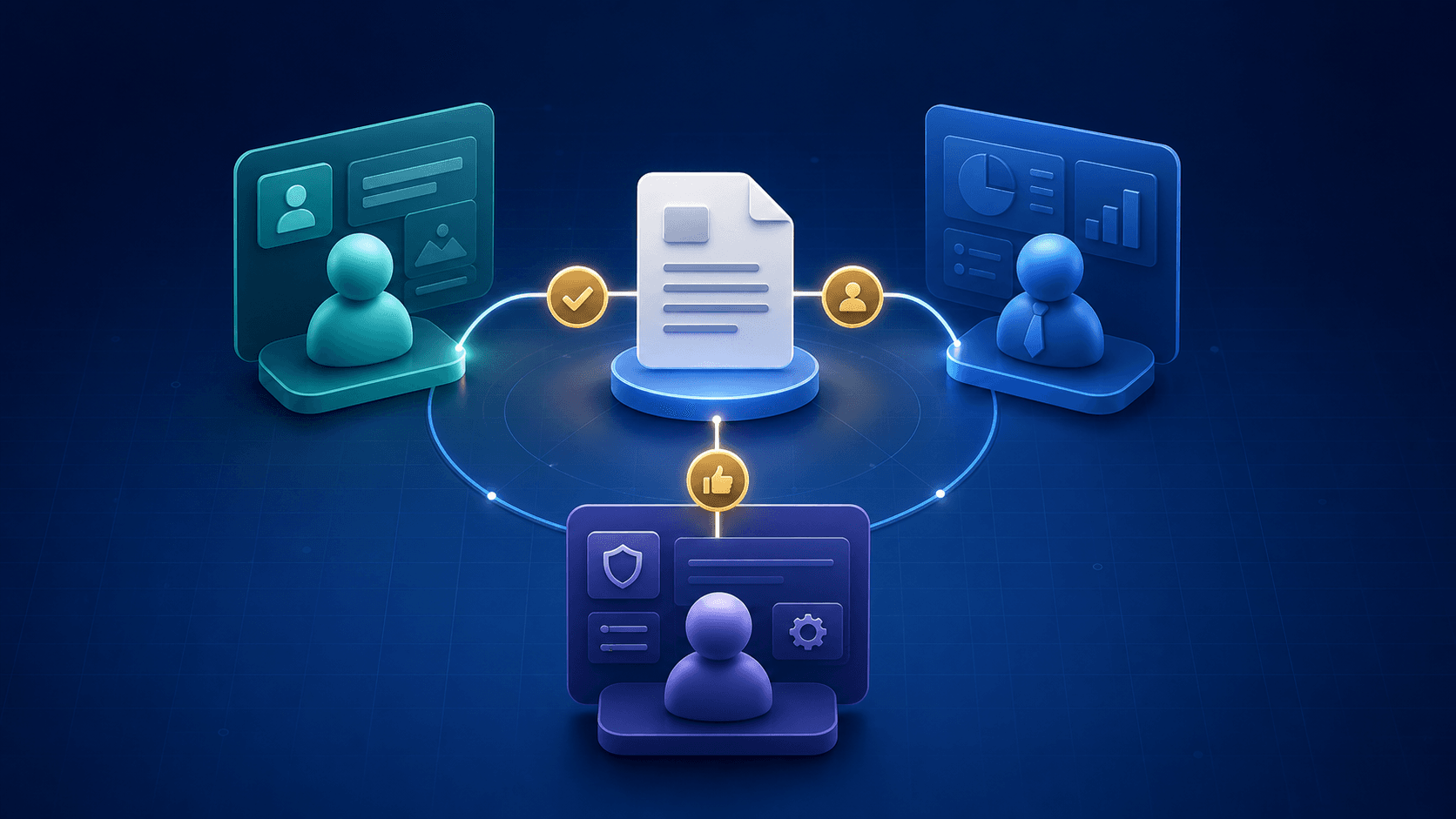 Business portal workflow connecting customers, staff, and administrators