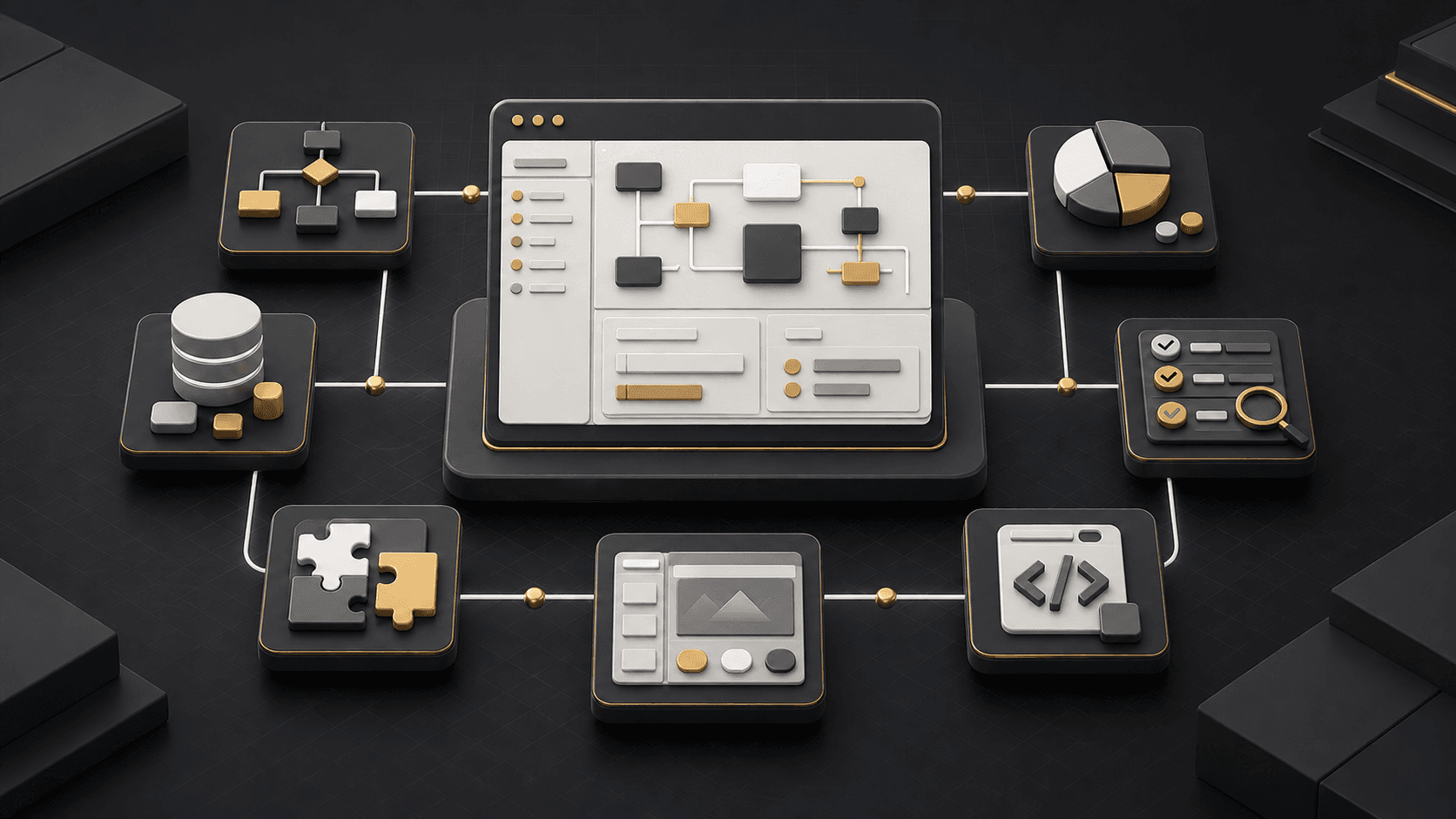 Connected software planning modules representing custom development cost factors