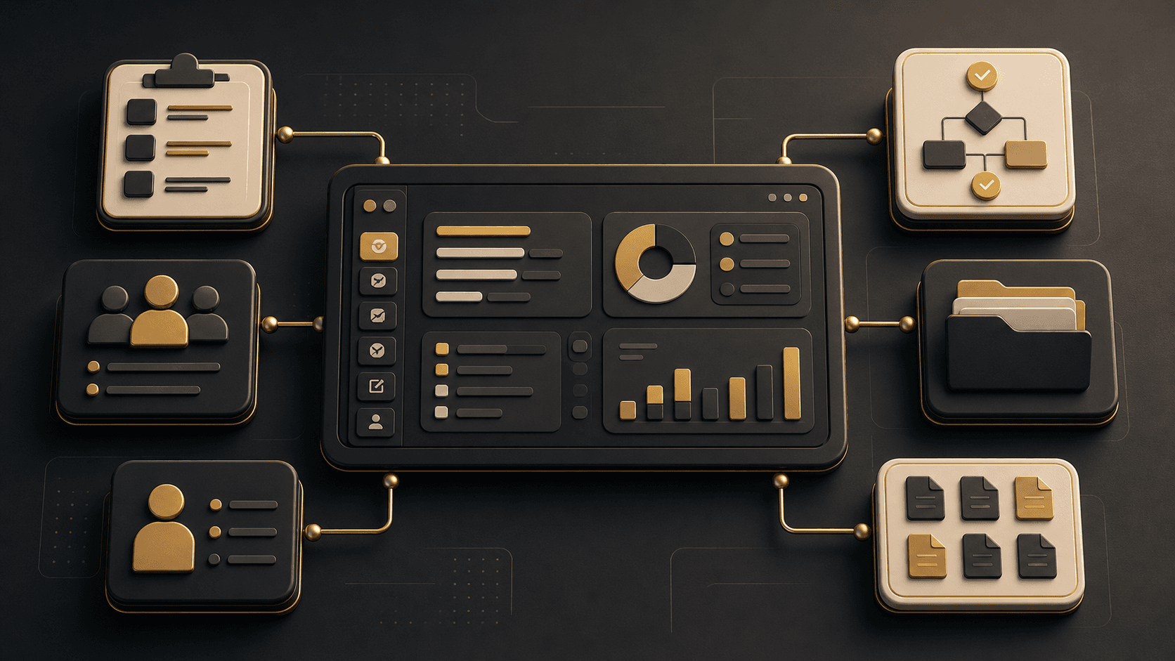 Internal business tools and operations workflow illustration