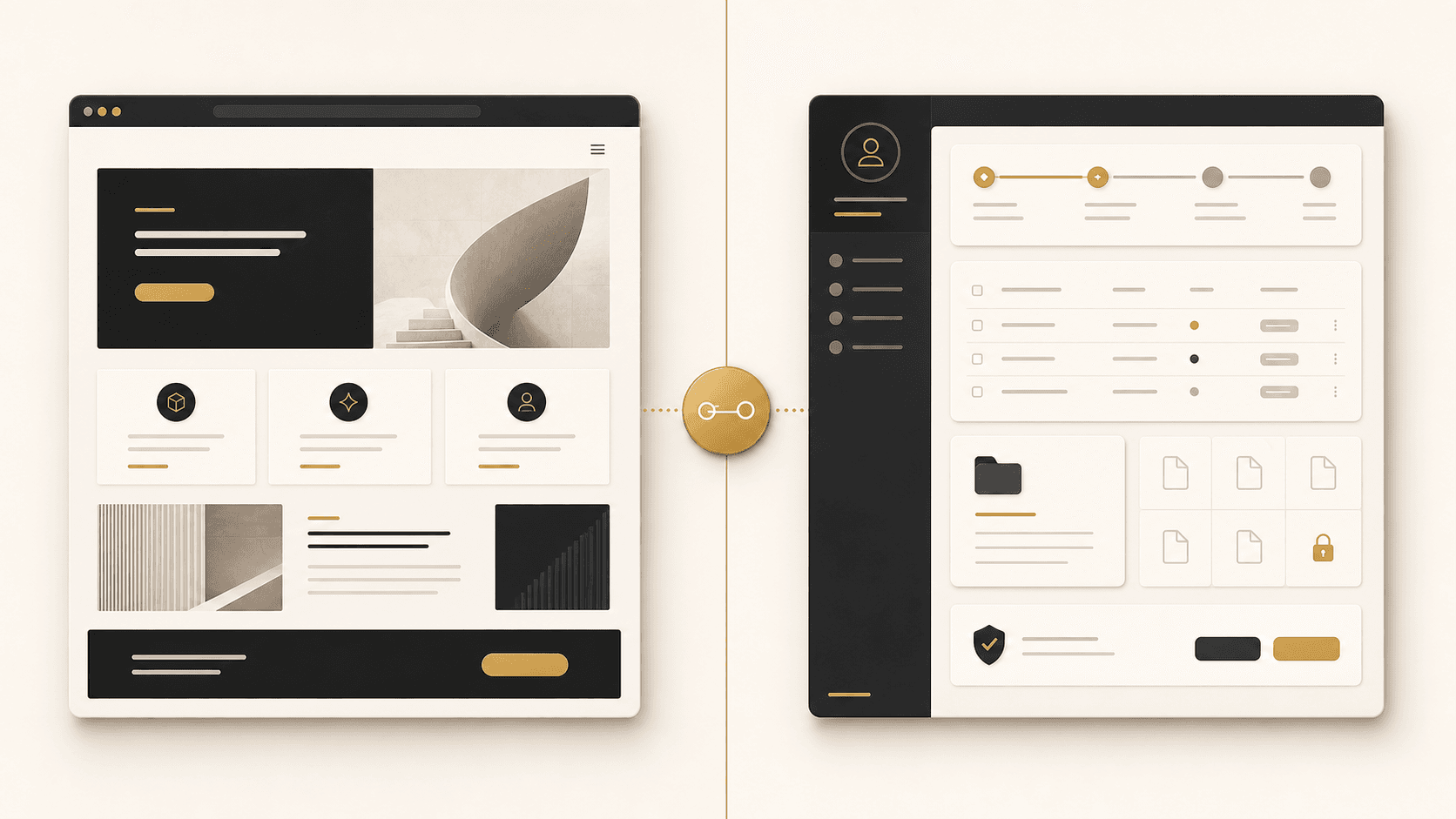 Comparison of a business website and a web application dashboard