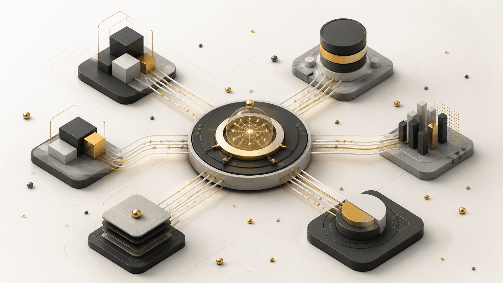 API integration connecting business systems illustration